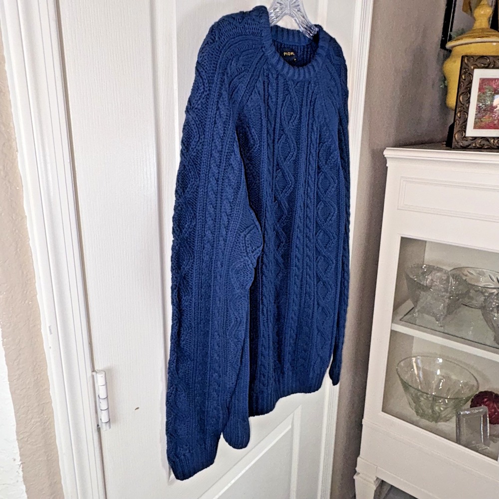 Piombo Men's Blue Sweater NWT Crew Neck‎ Pullover Italian Knit Soft Classic XL
